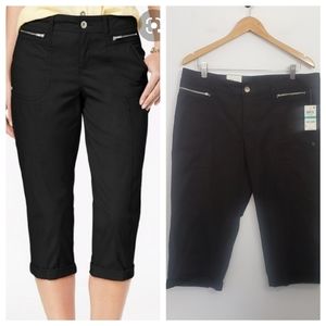 STYLE & CO black petite cuffed capri pants sz 16P